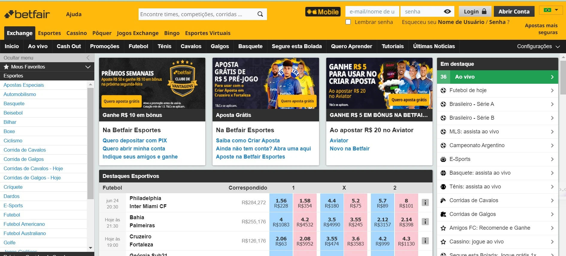 Introdução aos Aplicativos da Betfair